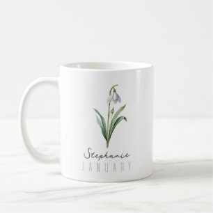 Januar Geburtsmonat Blume mit Name/Name - Schneefl Kaffeetasse