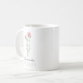 Januar Geburtsmonat Blume mit/Name - Nelke Kaffeetasse (Vorderseite Links)