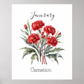 Januar Geburtsmonat Blume Nelke Geburtstagsgeschen Poster (Vorne)
