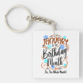 Januar Geburtsmonat, ganzer Monat, Feier Schlüsselanhänger (Vorderseite)