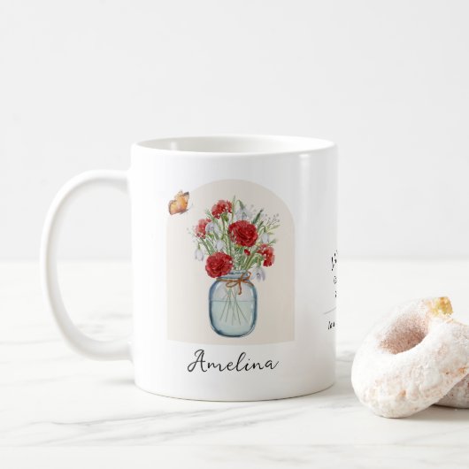 Januar-Geburtsmonats-Blumen-Tasse Kaffeetasse (Mit Donut)