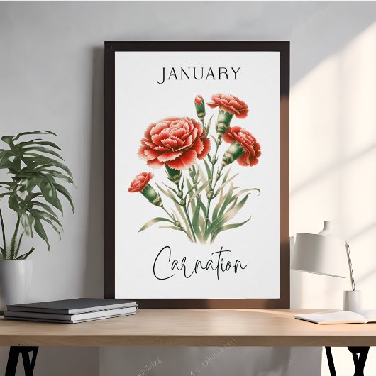Januar-Geburtsmonats-Nelke Poster
