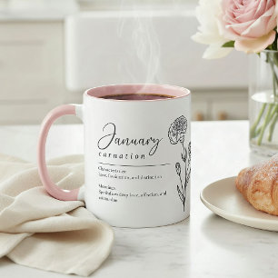 Januar-Geburtsmonatsblume Nelke Minimalistisch Tasse