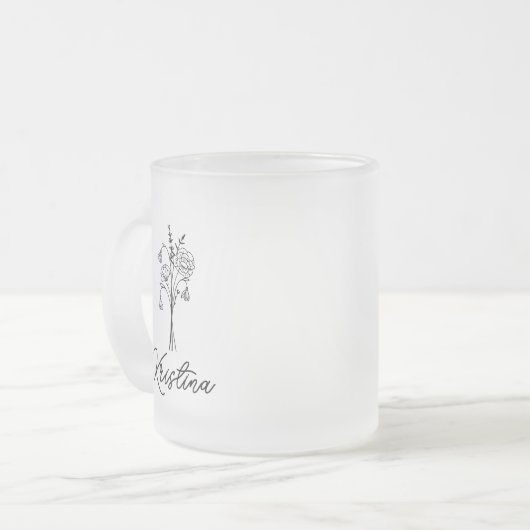 Januar Geburtsname Blume & elegante Skriptbezeichn Mattglastasse (Vorderseite Links)
