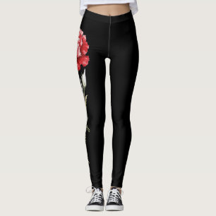 Januar Geburtstag Blume, Rote Narbe auf schwarz Leggings