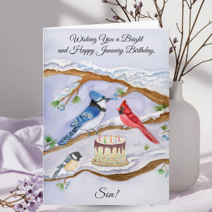 Januar Geburtstag Hinterhof Vögel Sohn Karte