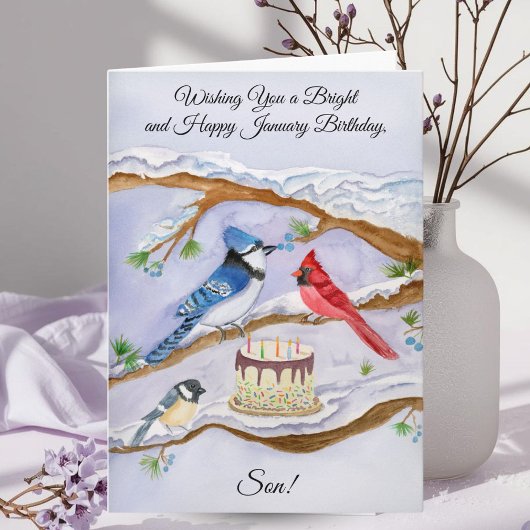 Januar Geburtstag Hinterhof Vögel Sohn Karte