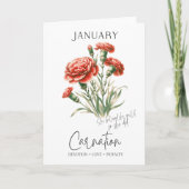 Januar Geburtstag Monat Blume Carnation Karte (Vorderseite)