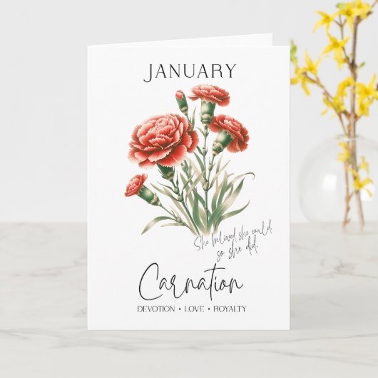 Januar Geburtstag Monat Blume Carnation Karte (Gelbe Blume)