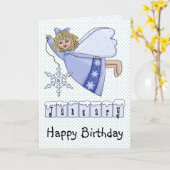 Januar-Geburtstags-Engel Karte (Gelbe Blume)