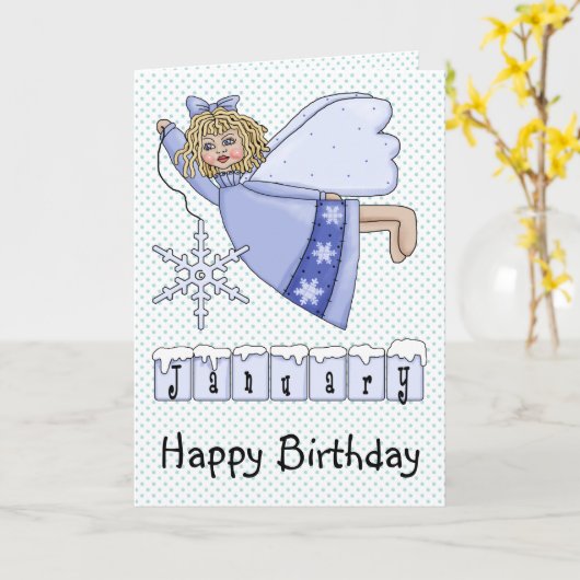 Januar-Geburtstags-Engel Karte (Gelbe Blume)