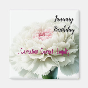 Januar-Geburtstagsblüten Nelke und Granat Magnet