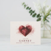 Januar-Granat-Herz-Geburtsstein Postkarte (Stehend Vorderseite)