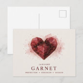 Januar-Granat-Herz-Geburtsstein Postkarte (Vorne/Hinten)
