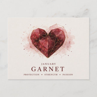 Januar-Granat-Herz-Geburtsstein Postkarte