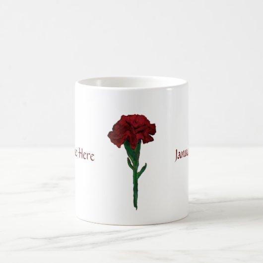 Januar: Granats-Gartennelken-personalisierte Tasse (Mittel)