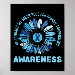 Januar mit blauer Schleife gegen Menschenhandel Poster