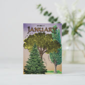 Januar Month Trees Elm Fir Cypress Postkarte (Stehend Vorderseite)
