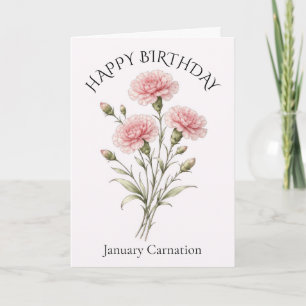 Januar-Nelke-Geburtstag Karte