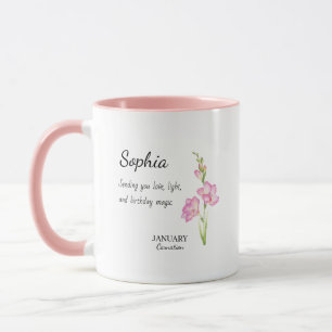 Januar-Nelke Personalisierter Geburtstag Tasse