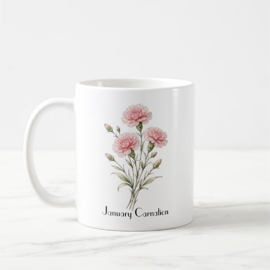 Januar Nelken Blumen Kaffeetasse (Links)