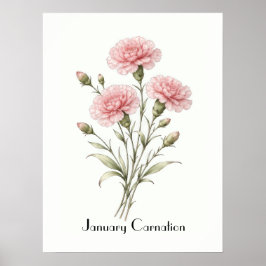 Januar Nelken Blumen Poster