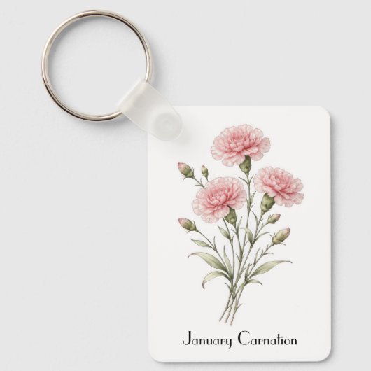 Januar Nelken Blumen Schlüsselanhänger (Vorderseite)