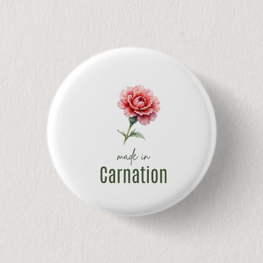 Januar-Nelken-Geburtsblume Wasserfarbe Knopf Button (Vorderseite)
