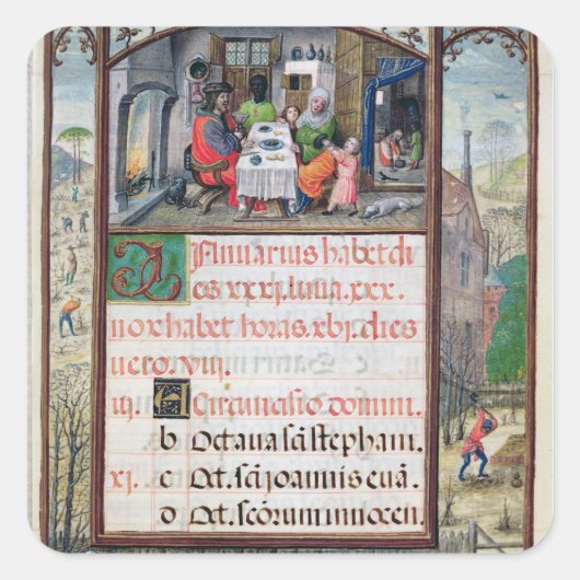 Januar Quadratischer Aufkleber (Vorderseite)