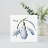 Januar Snowdrop Bloom - Personalisiertes Geschenk Ankündigung (Stehend Vorderseite)
