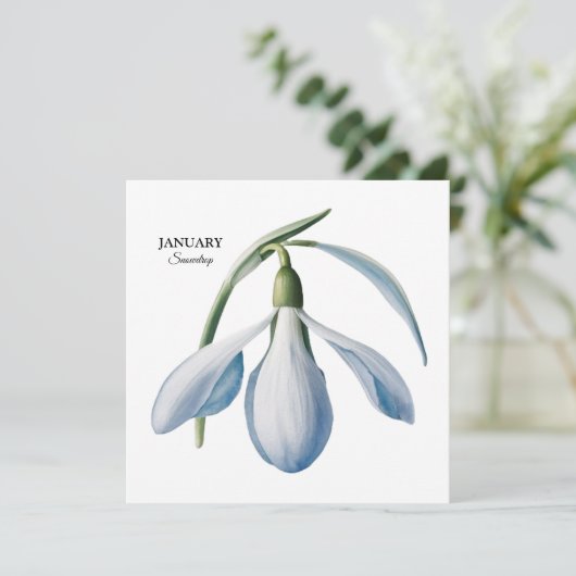 Januar Snowdrop Bloom - Personalisiertes Geschenk Ankündigung (Stehend Vorderseite)