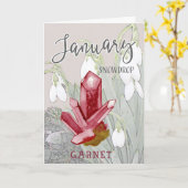 Januar Snowdrops und Garnet Geburtstag Karte (Gelbe Blume)