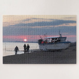 Januar Sonnenuntergang über Hythe Bay Kent Fischer Puzzle