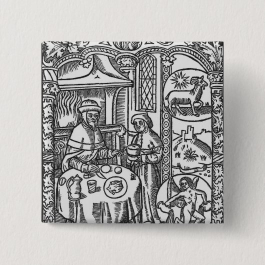 Januar, vom "Almanach DES Bergers", 1491 Button (Vorderseite)
