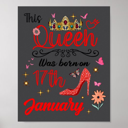 January 17 Birthday This Queen Was Born On January Poster (Vorne)