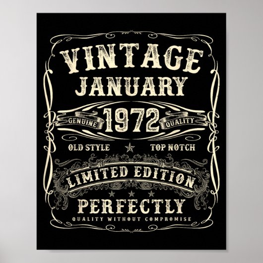 January 1972 54th Birthday For Men 54 Year Old Bda Poster (Vorne)