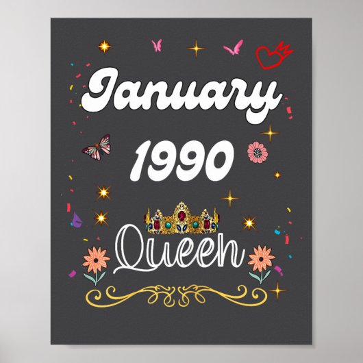 January 1990 Queen Since January 1990 Birthday Gir Poster (Vorne)