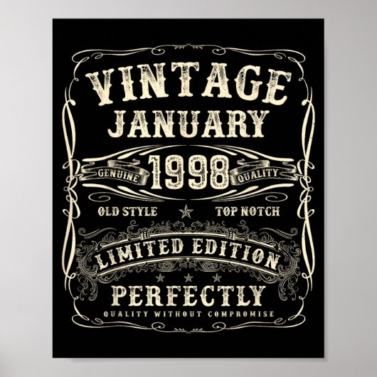 January 1998 28th Birthday For Men 28 Year Old Bda Poster (Vorne)