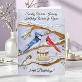 January 35th Birthday Backyard Birds Watercolor Karte