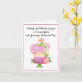 January 90th Birthday Cake Purple Carnations Karte (Gelbe Blume)