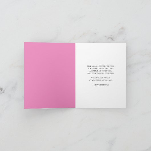 January 95th Birthday Cake Purple Carnations Karte (Innenseite)