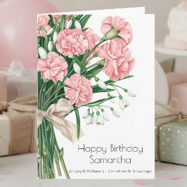January Birth Flower Birthday Card | Carnations Karte