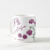 January Birth Flower Custom Name Carnation Kaffeetasse (Vorderseite Links)