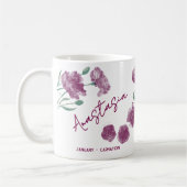 January Birth Flower Custom Name Carnation Kaffeetasse (Links)