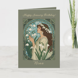January Birth Flower Snowdrop Flowers Art Nouveau Karte