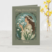 January Birth Flower Snowdrop Flowers Art Nouveau Karte (Gelbe Blume)