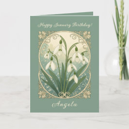 January Birth Flower White Snowdrop Flowers Art No Karte