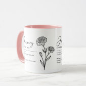 January Birth Month Flower Carnation Minimalist Tasse (Vorderseite Links)