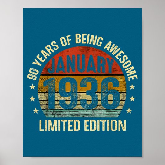 January Birthday Est 1936 Limited Edition Vintage Poster (Vorne)