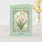 January Birthday Galanthus Flowers Art Nouveau Sty Karte (Gelbe Blume)